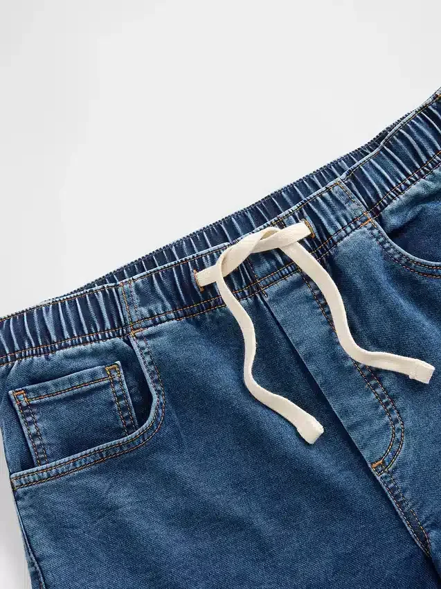 Mid Rise Knit Denim Baggy Jeans