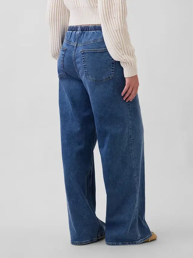 Mid Rise Knit Easy Baggy Jeans