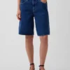 Mid Rise Longline Denim Shorts