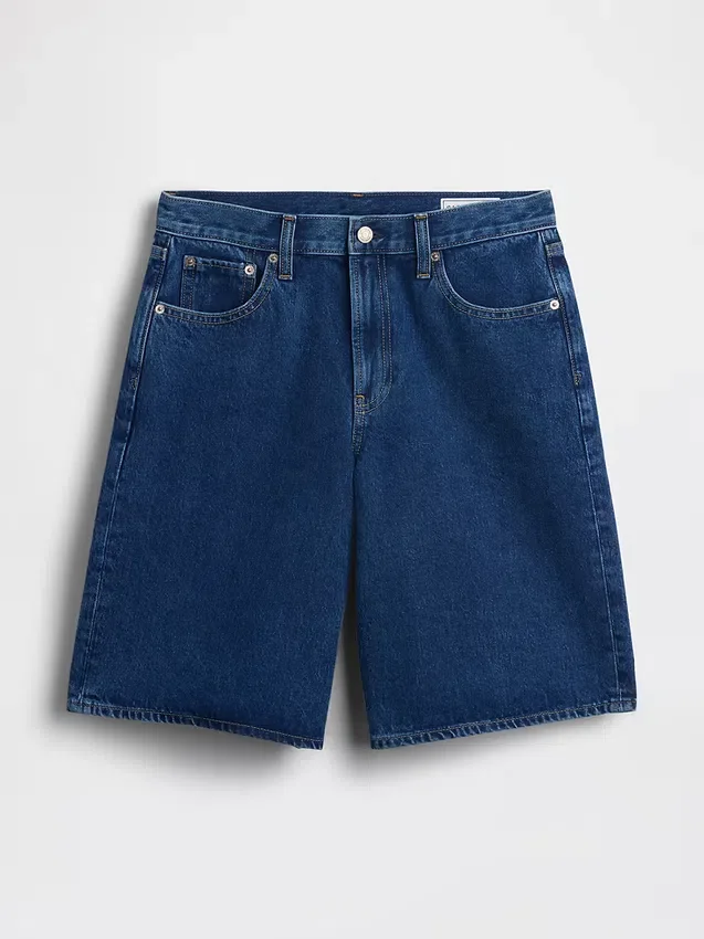 Mid Rise Longline Denim Shorts