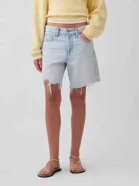 Mid Rise Loose Denim Bermuda Shorts