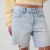 Mid Rise Loose Denim Bermuda Shorts