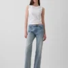Mid Rise Micro Belt Relaxed Straight Jeans
