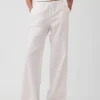 Mid Rise Poplin Relaxed Easy Wide-Leg Pants