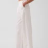 Mid Rise Poplin Relaxed Easy Wide-Leg Pants