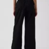 Mid Rise Poplin Relaxed Easy Wide-Leg Pants