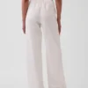 Mid Rise Poplin Relaxed Easy Wide-Leg Pants