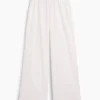 Mid Rise Poplin Relaxed Easy Wide-Leg Pants