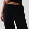 Mid Rise Poplin Relaxed Easy Wide-Leg Pants