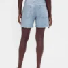 Mid Rise Printed Knit Denim Shorts