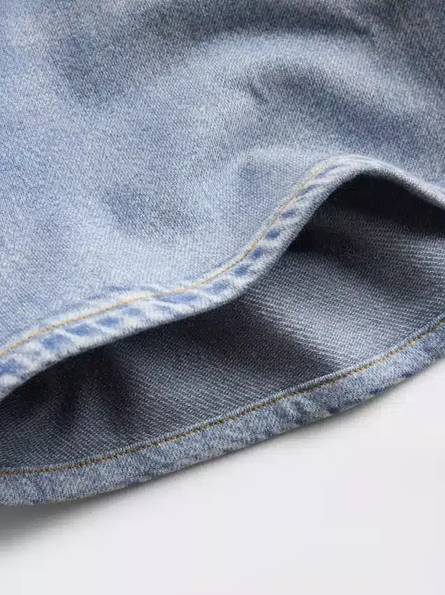 Mid Rise Printed Knit Denim Shorts
