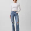 Mid Rise Relaxed Straight Jeans