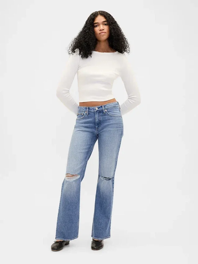 Mid Rise Relaxed Straight Jeans