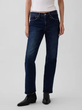 Mid Rise Relaxed Straight Jeans