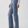 Mid Rise Relaxed Straight Jeans