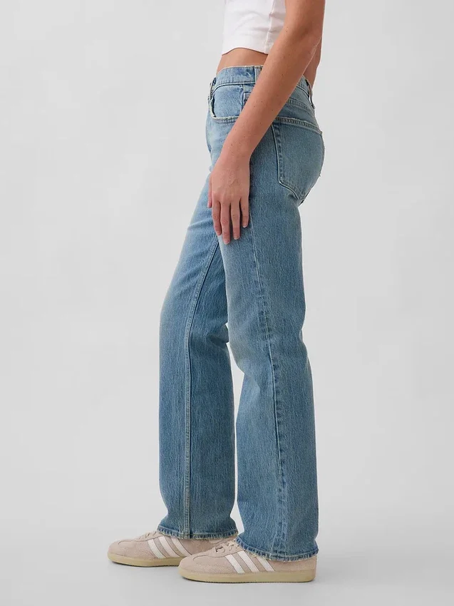 Mid Rise Relaxed Straight Jeans