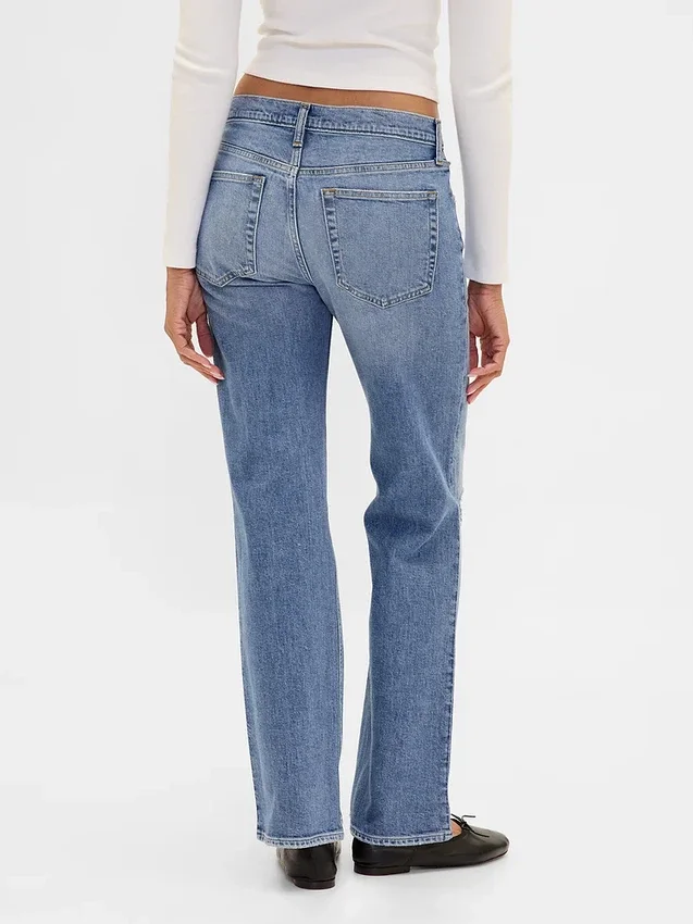 Mid Rise Relaxed Straight Jeans