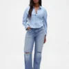 Mid Rise Relaxed Straight Jeans
