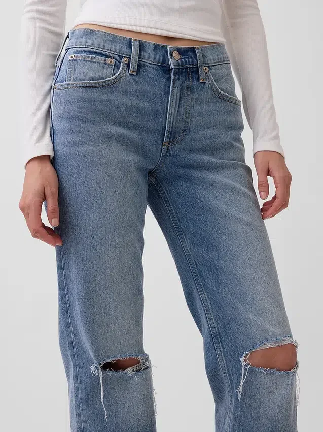 Mid Rise Relaxed Straight Jeans