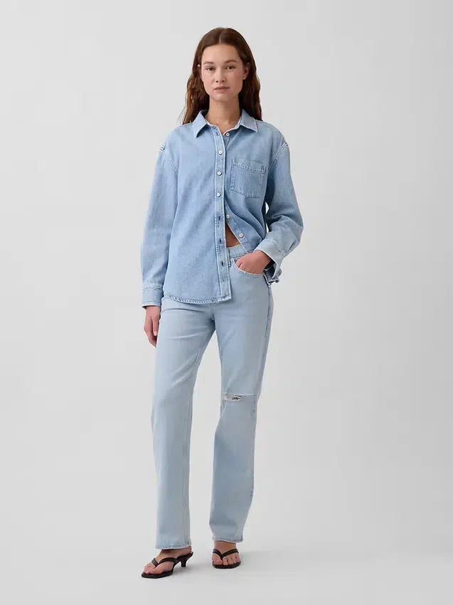 Mid Rise Relaxed Straight Jeans