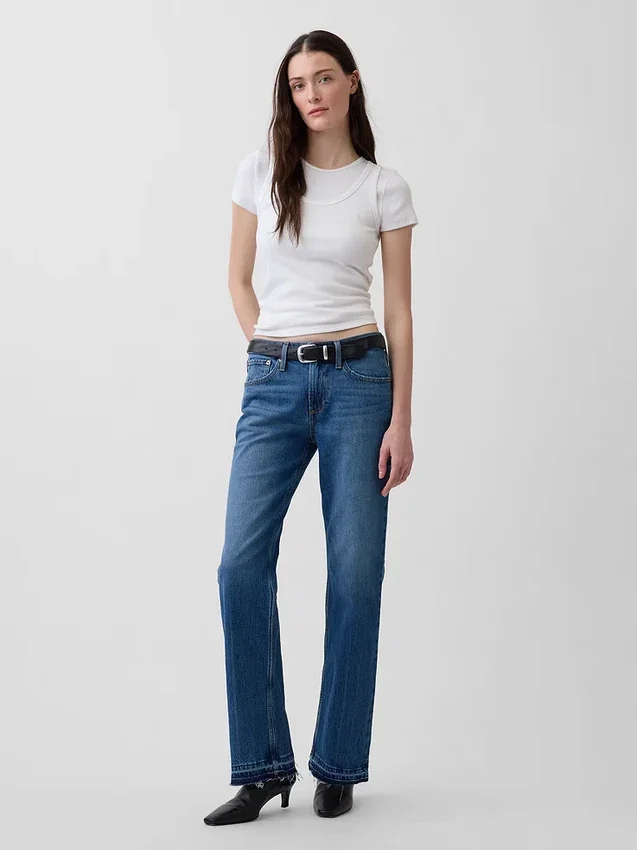 Mid Rise Relaxed Straight Jeans