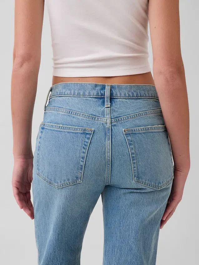 Mid Rise Relaxed Straight Jeans
