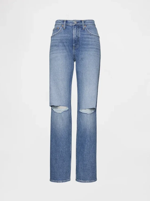 Mid Rise Relaxed Straight Jeans
