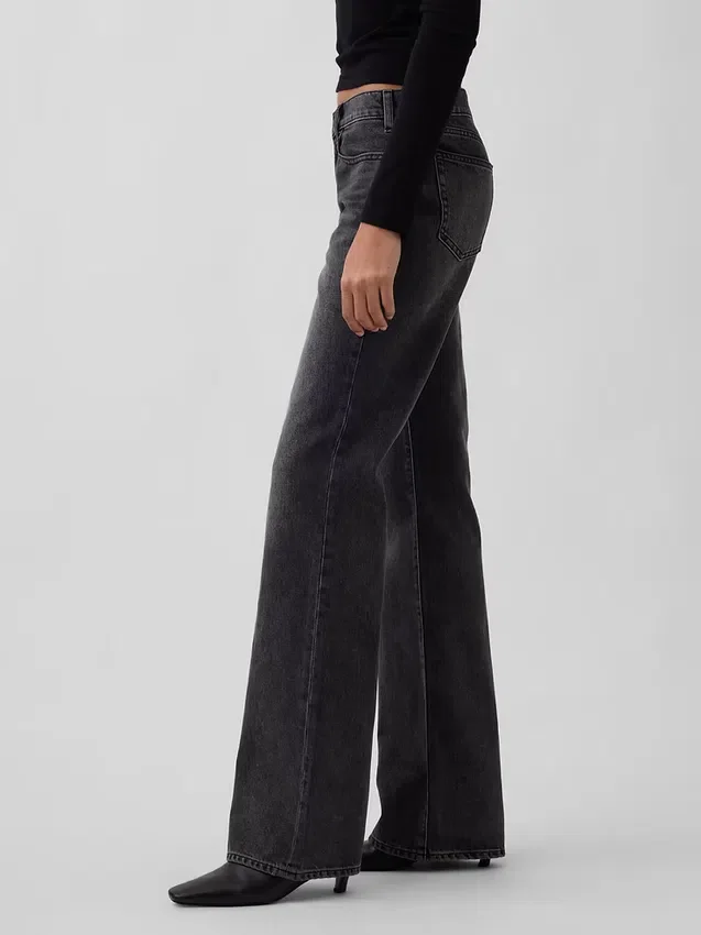 Mid Rise Rigid Relaxed Flare Jeans