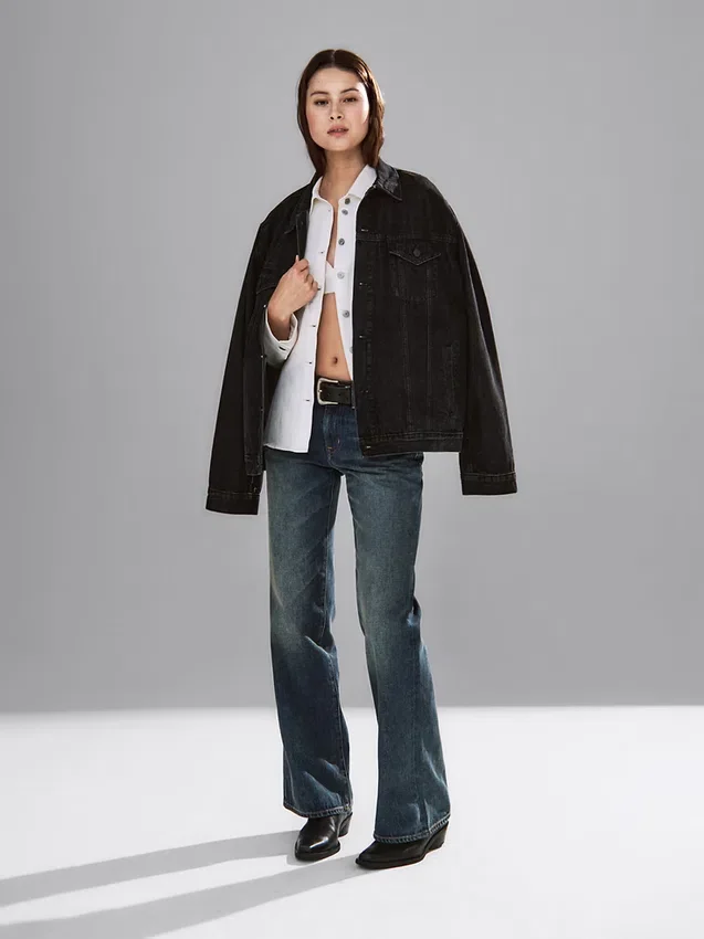 Mid Rise Rigid Relaxed Flare Jeans