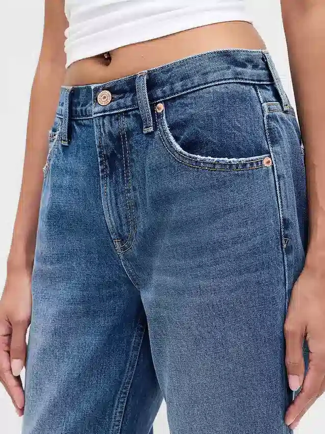 Mid Rise Rigid Relaxed Straight Jeans