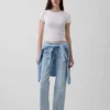 Mid Rise Seamed Relaxed Straight Jeans