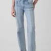 Mid Rise Seamed Relaxed Straight Jeans