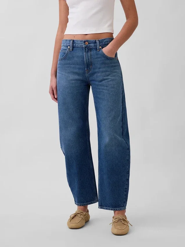 Mid Rise Slim Barrel Jeans