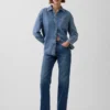Mid Rise Split-Hem Relaxed Straight Jeans