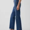 Mid Rise Split-Hem Relaxed Straight Jeans