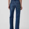 Mid Rise Split-Hem Relaxed Straight Jeans