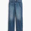 Mid Rise Split-Hem Relaxed Straight Jeans