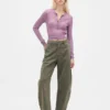 Mid Rise Twill Barrel Pants
