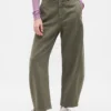 Mid Rise Twill Barrel Pants