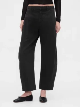Mid Rise Twill Barrel Pants