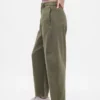Mid Rise Twill Barrel Pants