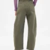 Mid Rise Twill Barrel Pants