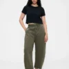 Mid Rise Twill Barrel Pants