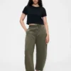 Mid Rise Twill Barrel Pants