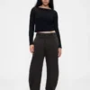 Mid Rise Twill Barrel Pants