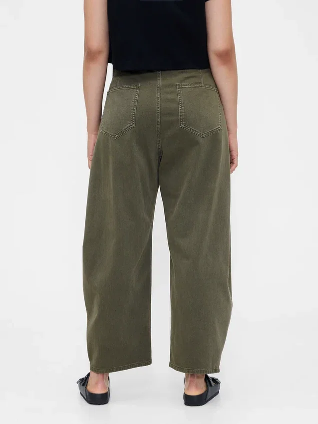 Mid Rise Twill Barrel Pants