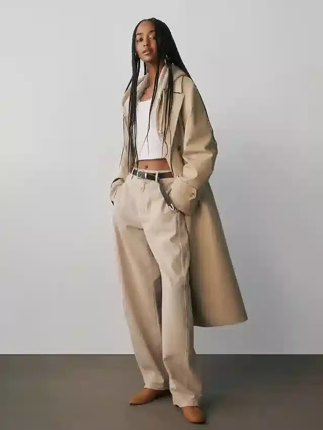 Mid Rise Twill Barrel Pants