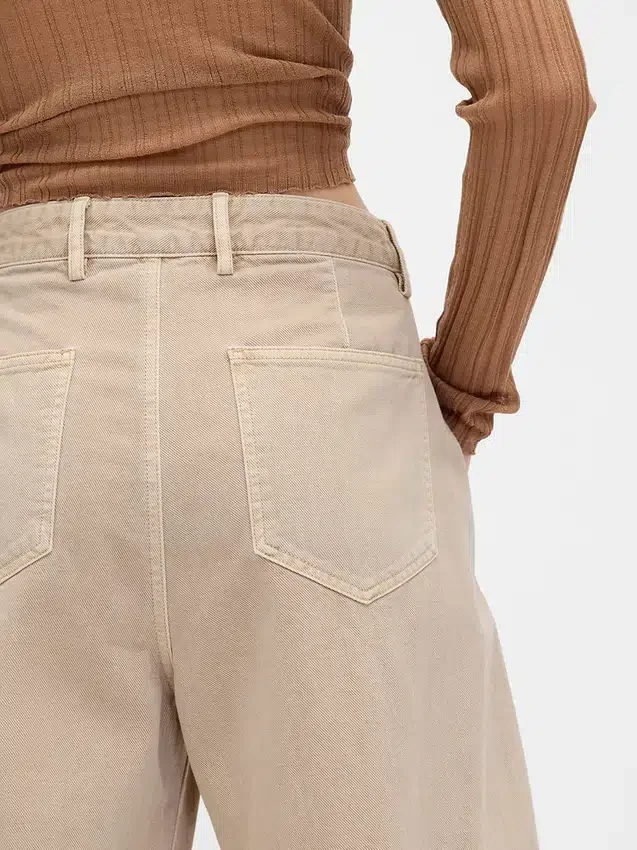Mid Rise Twill Barrel Pants