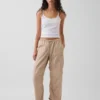Mid Rise Twill Easy Barrel Utility Pants