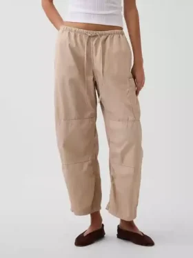 Mid Rise Twill Easy Barrel Utility Pants